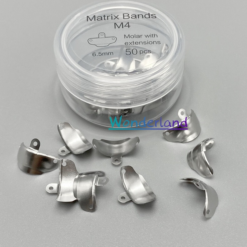 50Pcs/Box Dental Matrix Bands M4 Sectional Matrix SystemContoured Metal Matrices