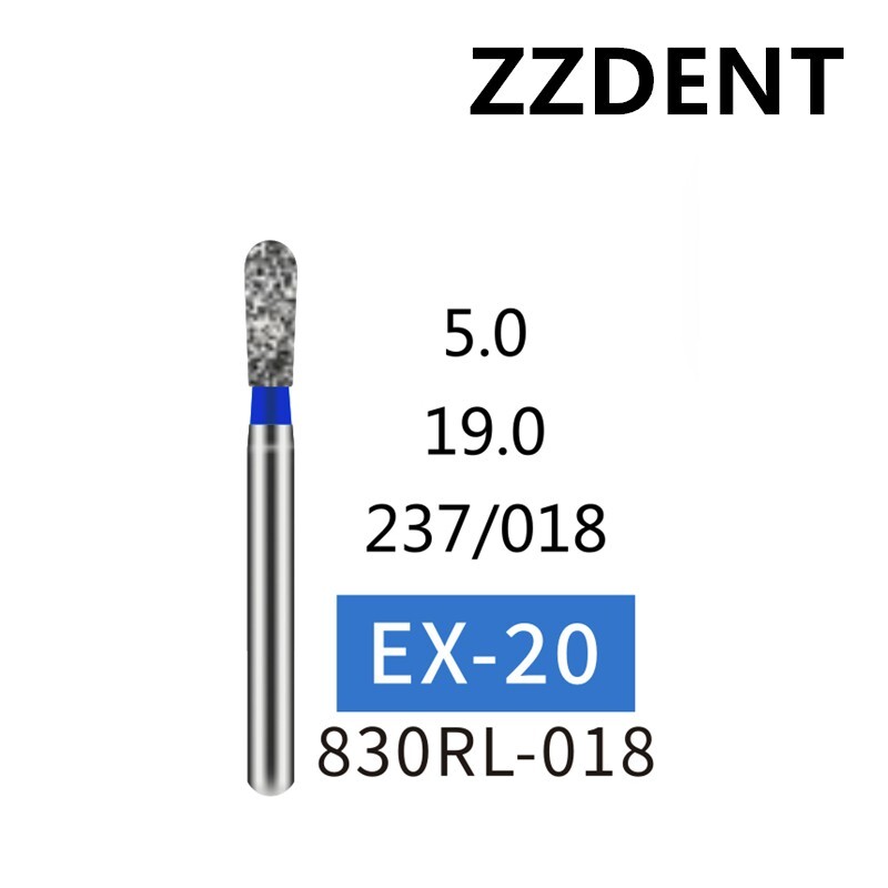 100 PCS EX-20 830RL-018 Pear Shape Medium Grit Dental Diamond Burs FG Dia. 1.6mm