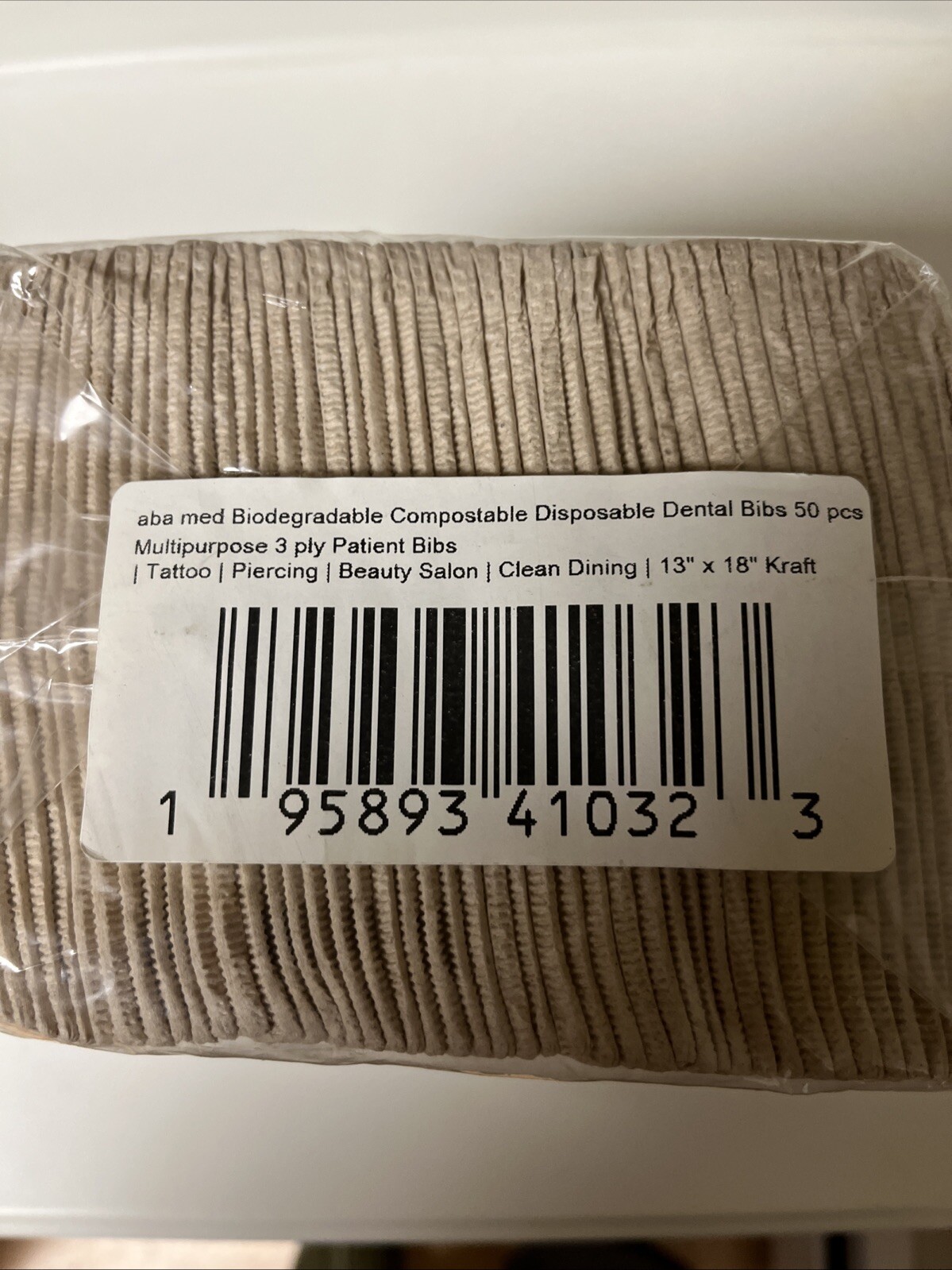 Biodegradable compostable Dental Patient Bibs 3-Ply Paper 13″ X 18″ Beige 50ct