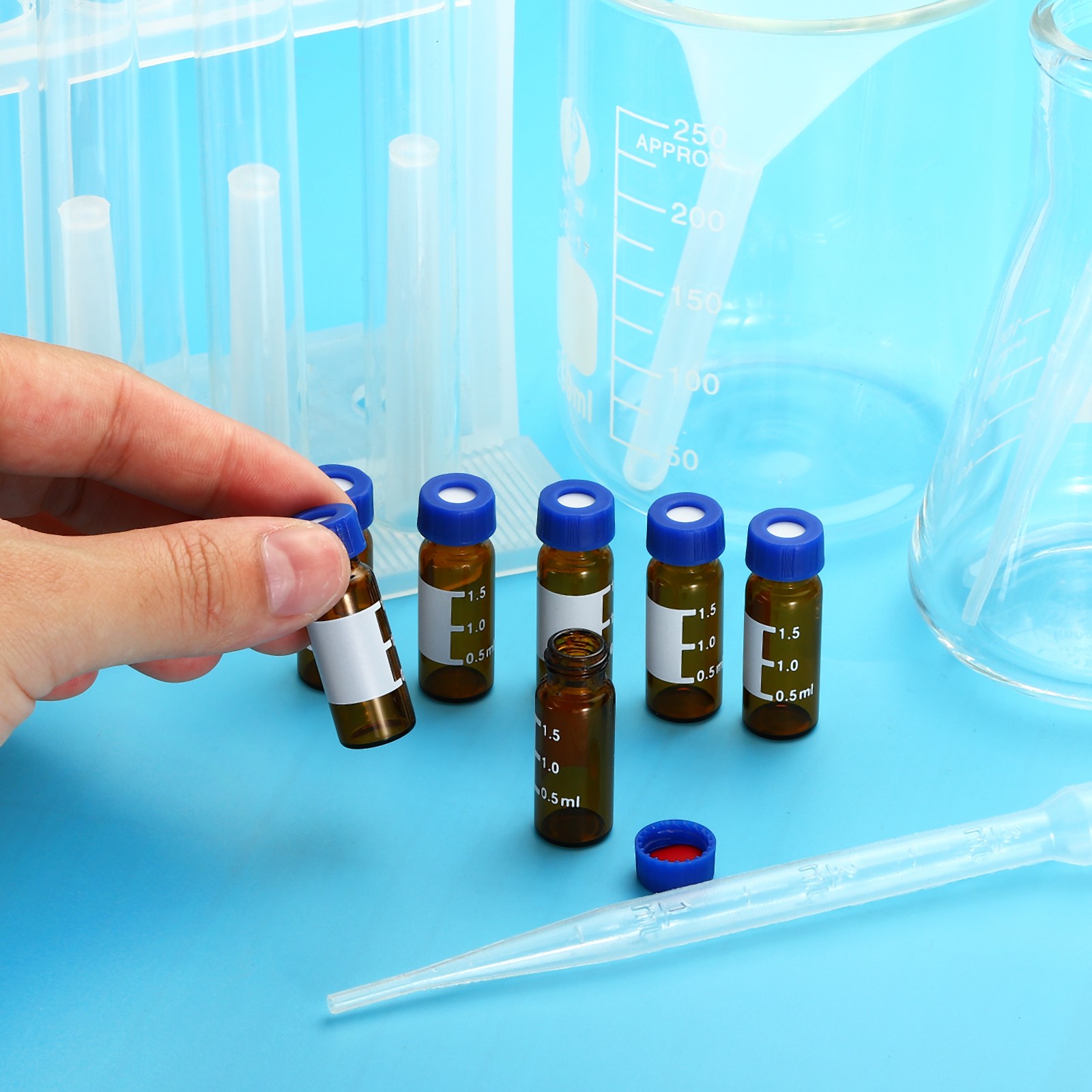 2ml Autosampler Vial, 200Pcs Pre-Slit Septa Amber Vials with Labels