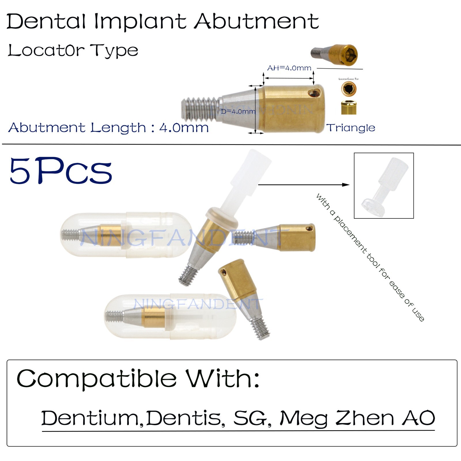 Dentiumm/Dentis/SG/Mega Gen Overdenture Locator Abutments For 3.0/4.0/5.0mm GH