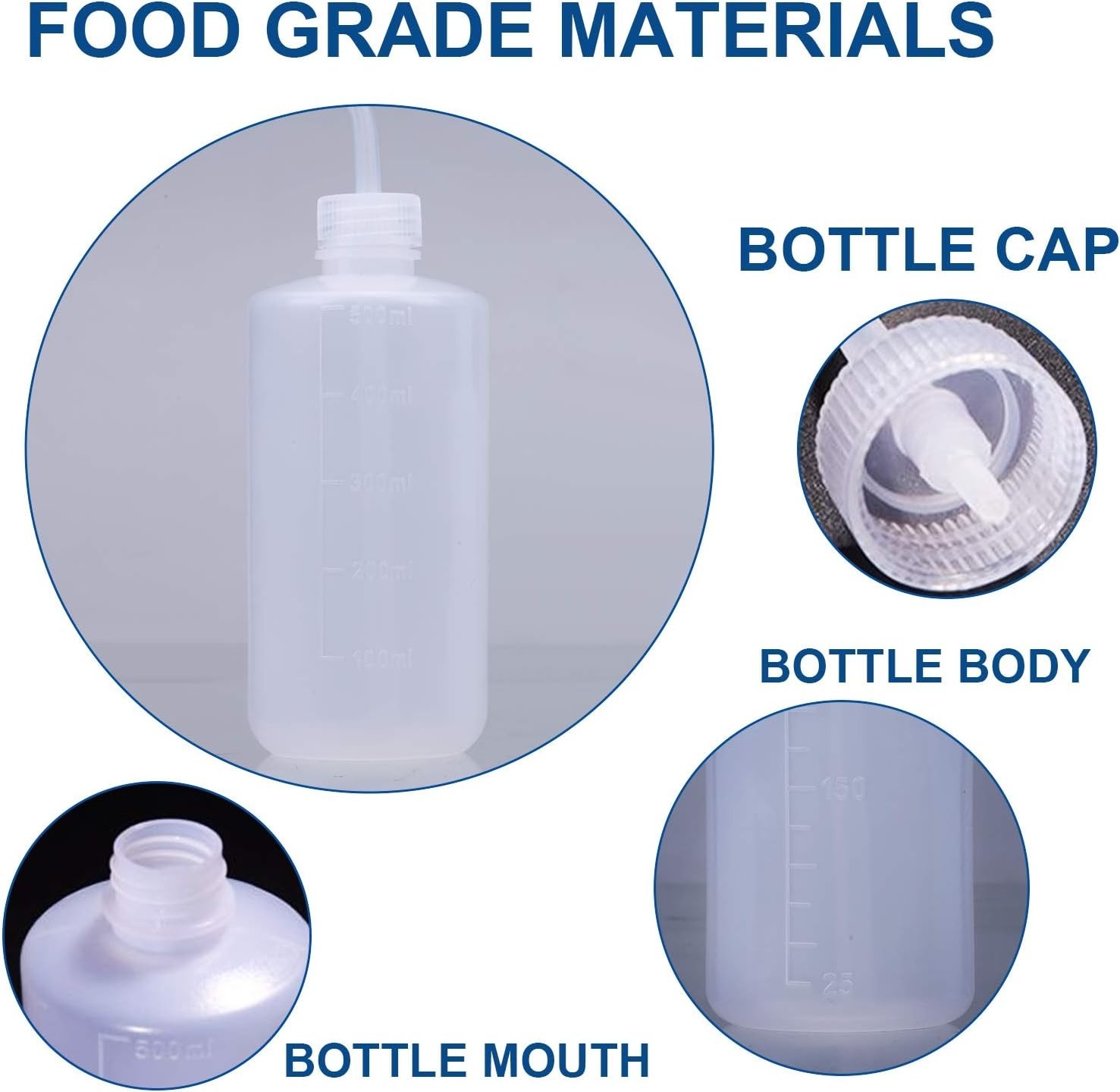 Young4us 3 Pack LDPE Squeeze Wash Bottles 500/250/150ml