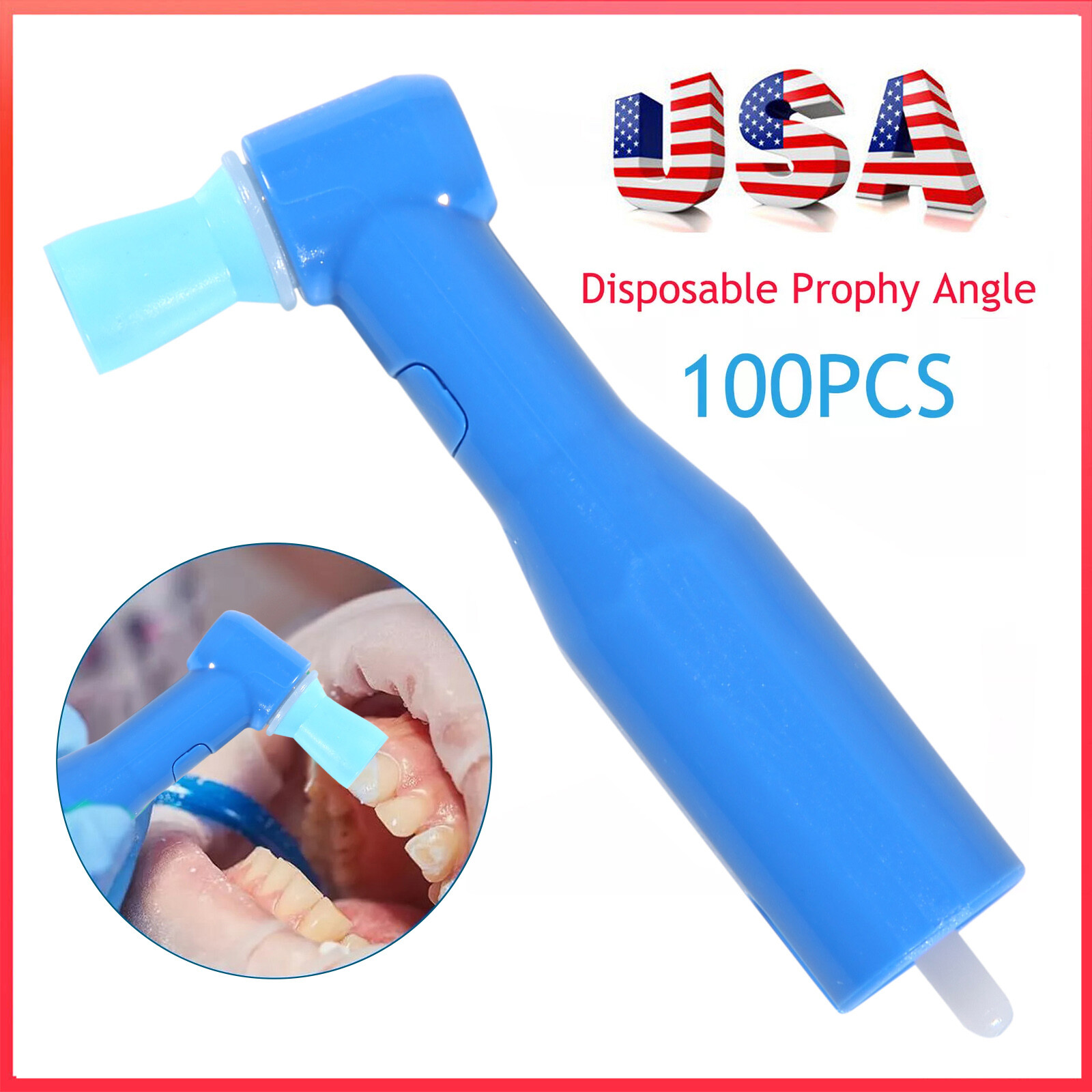 100pcs Dental Disposable Pro Angle Prophy Angles Cup Blue Color Firm 105°