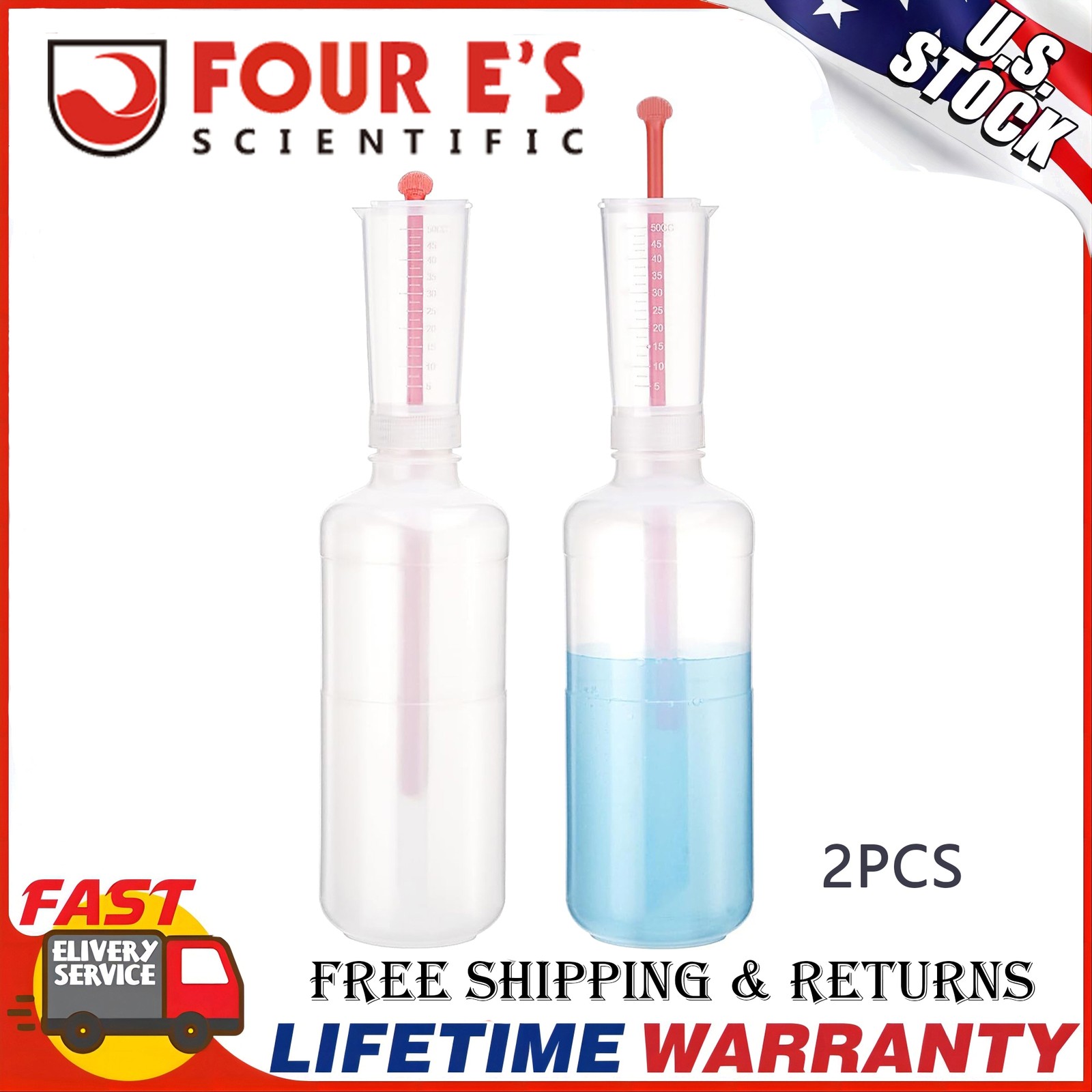 2Pcs 500Ml Catalyst Dispenser Adjustable Measuring Cup Plant Nutrient Bottle US