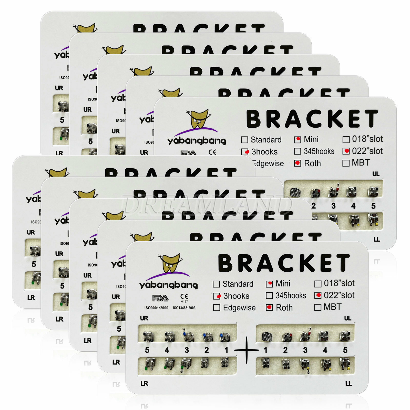 10 Dental Orthodontic Metal Brackets Braces Mini Roth 022Slot 3Hooks ARCZ