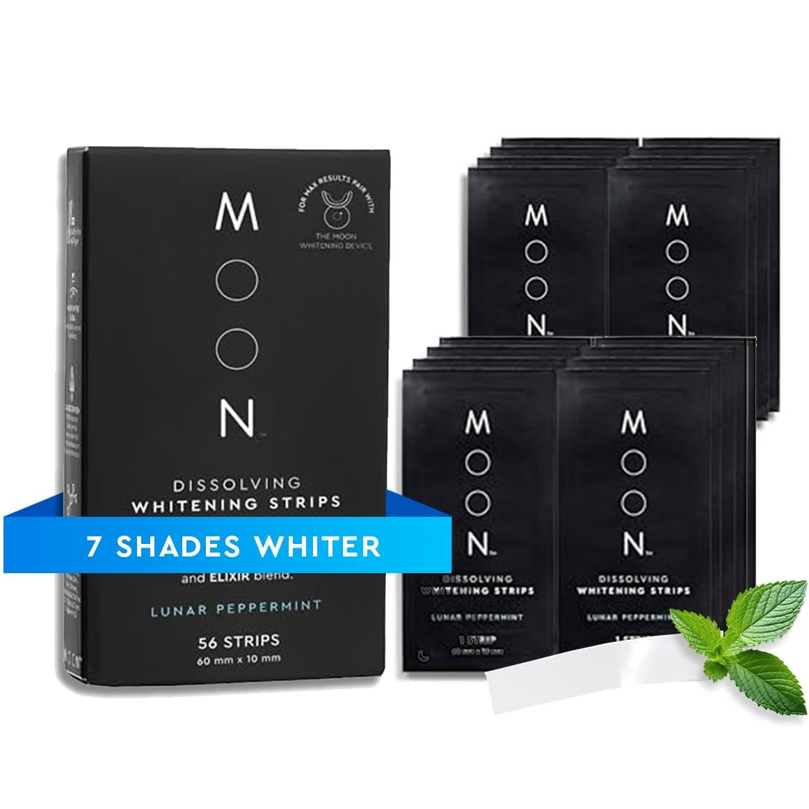 MOON Dissolving Teeth Whitening Strips, 56 No Rinse 1 Count (Pack of 56)