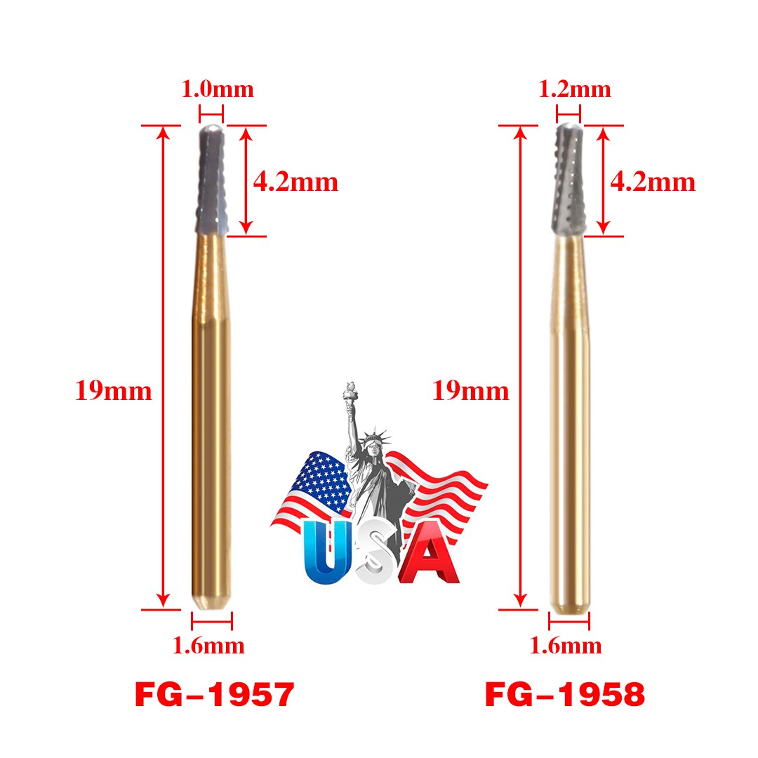 FG-1957/FG-1958 High Speed Dental Tungsten Steel Carbide Crown Metal Cutting Bur