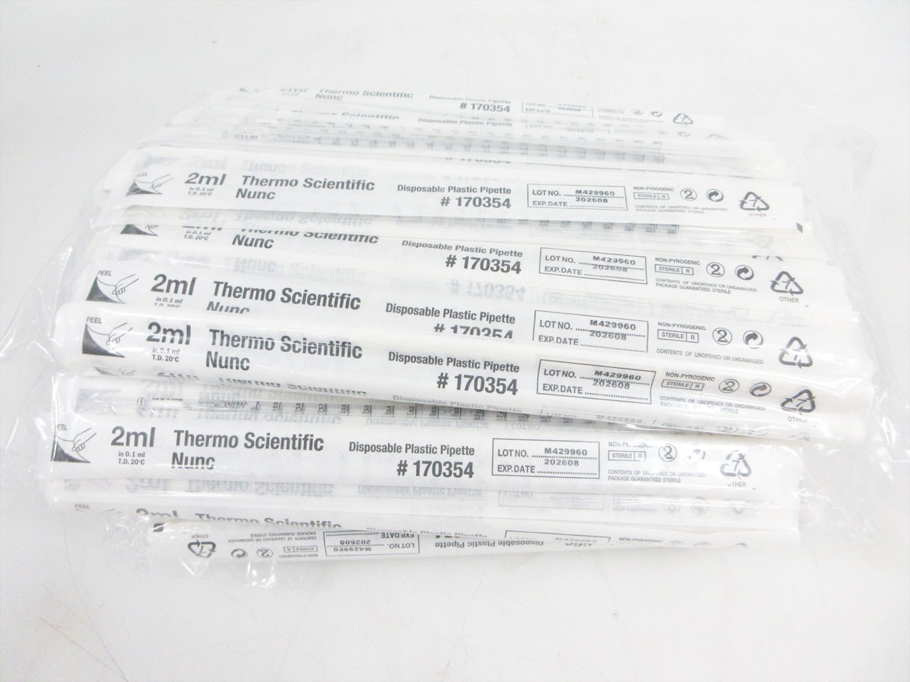4 PACKS 500 TOTAL THERMO SCIENTIFIC 170354 2 ML PLASTIC PIPETTE NUNC EXP 202608