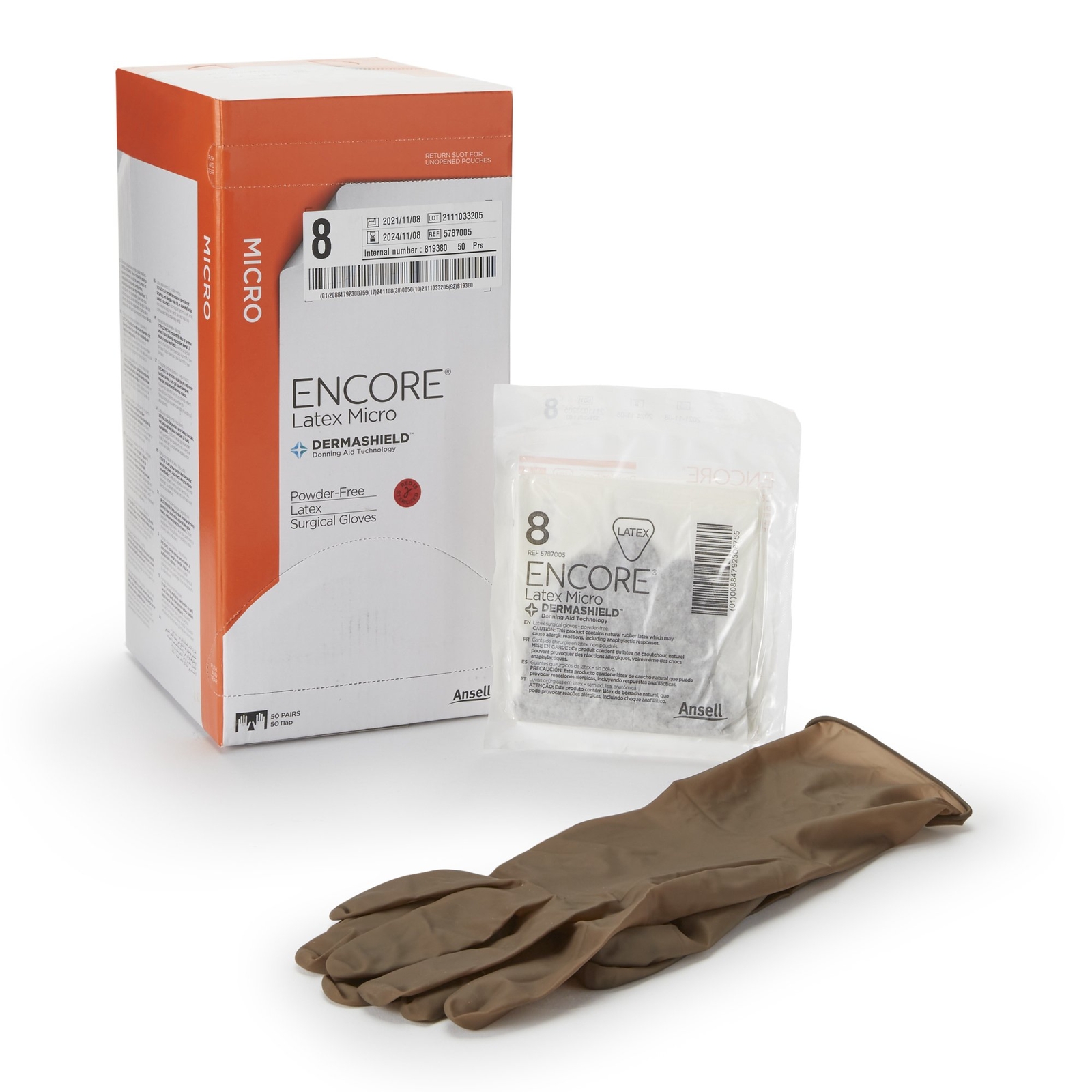 ENCORE Latex Micro Latex Surgical Glove Standard Cuff Length SIZE 8 200 per Case