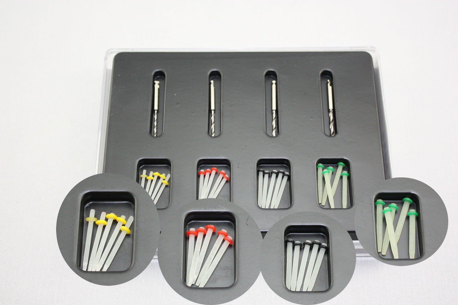 Dental Endodontic Posts Endo Fiber Post Kit 1.0mm 1.2mm 1.4mm 1.6mm + 4* Drills