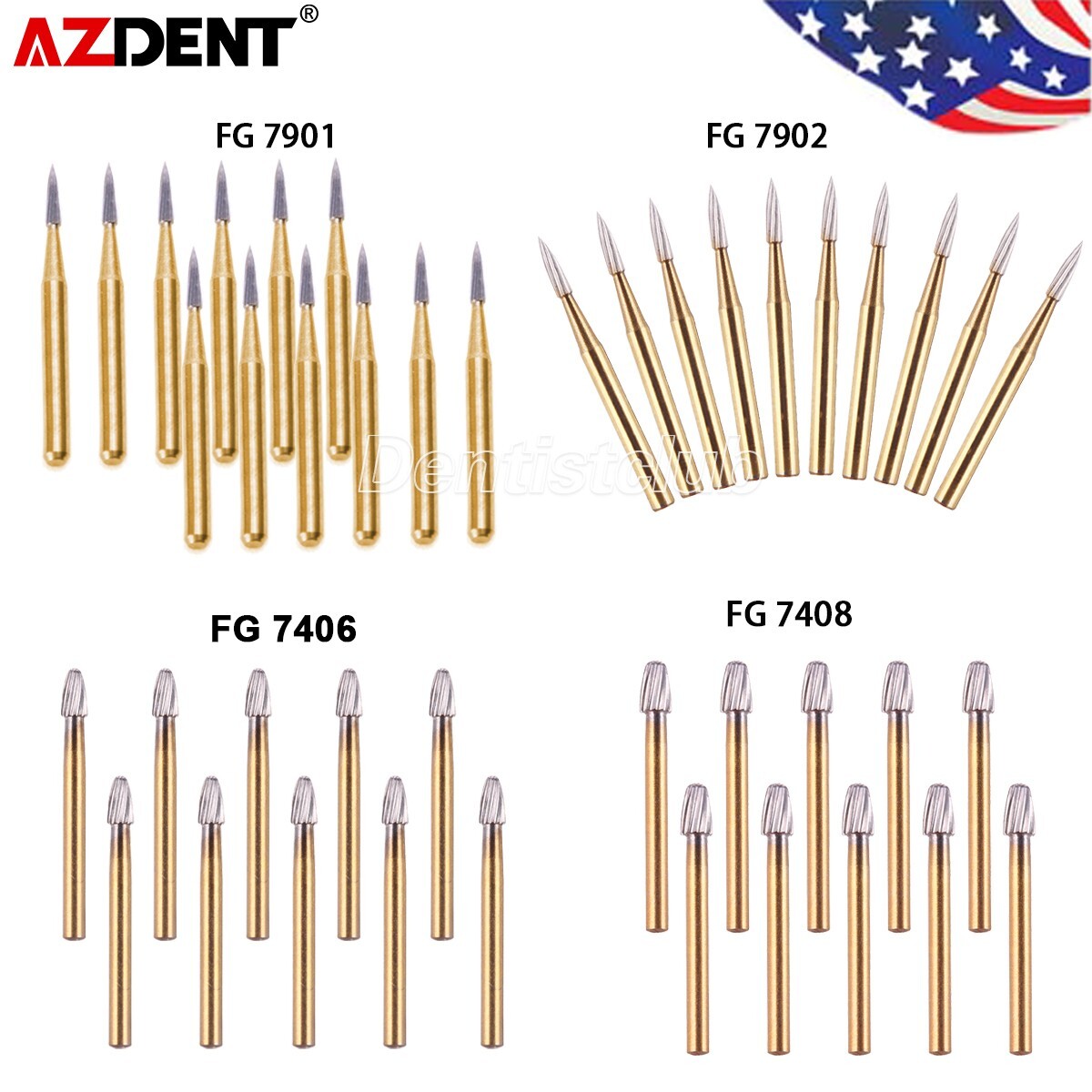 USA Dental Diamond Burs/Tungsten Carbide Burs Endo Burs for High Speed Handpiece