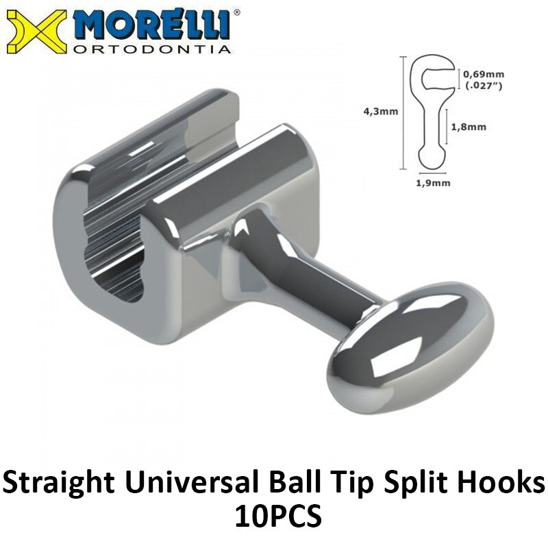 Orthodontic Straight Universal Ball Tip Bi-Directional Crimpable split Hooks