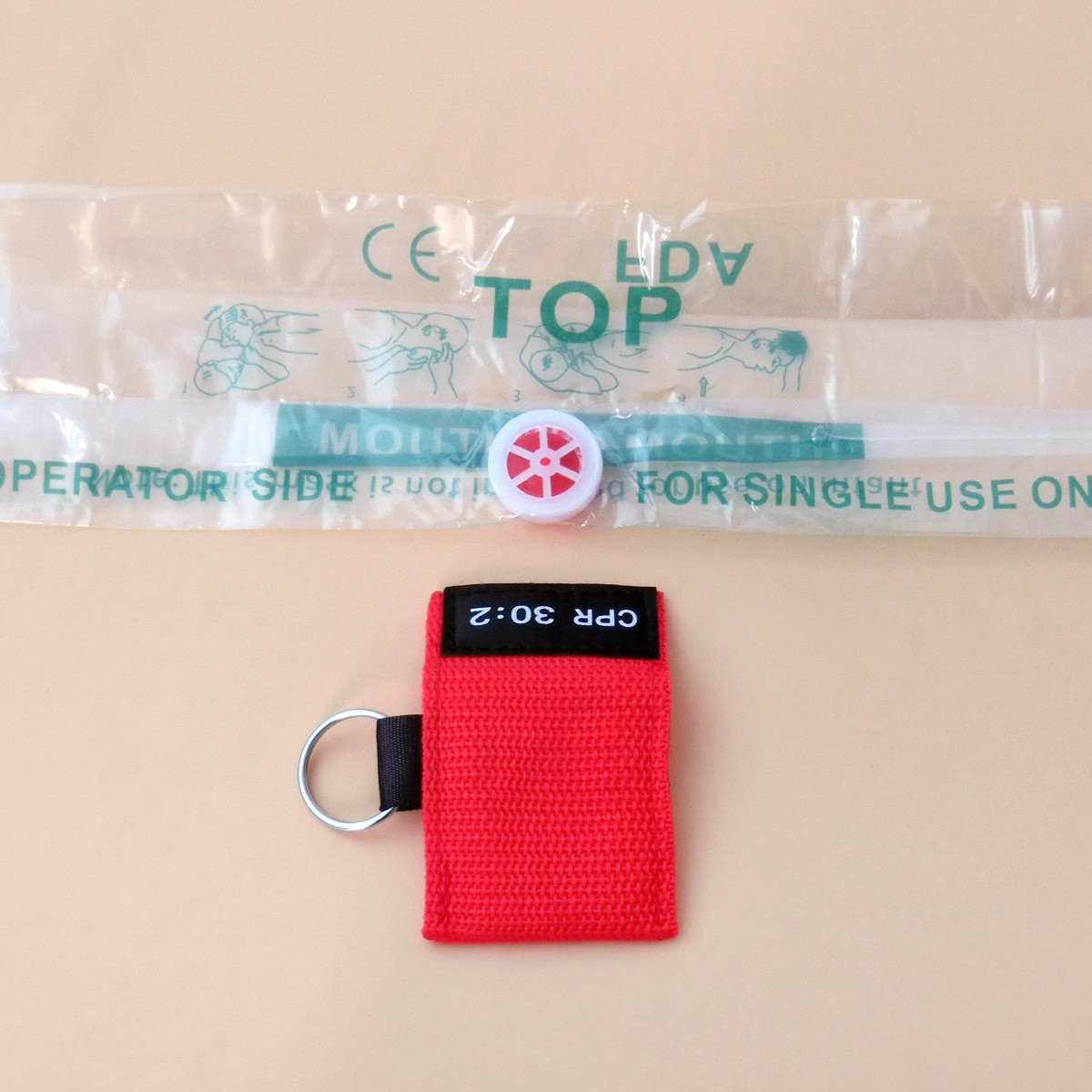 6pcs First Aid CPR Barrier TRANSPARENT Face Sheild CPR 30:2 WITH KEYCHAIN POUCH