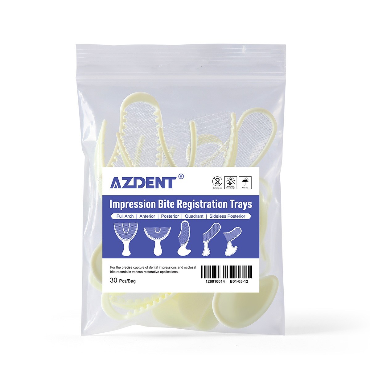 AZDENT Dental Impression Bite Registration Triple Trays Sideless Posterior Mold