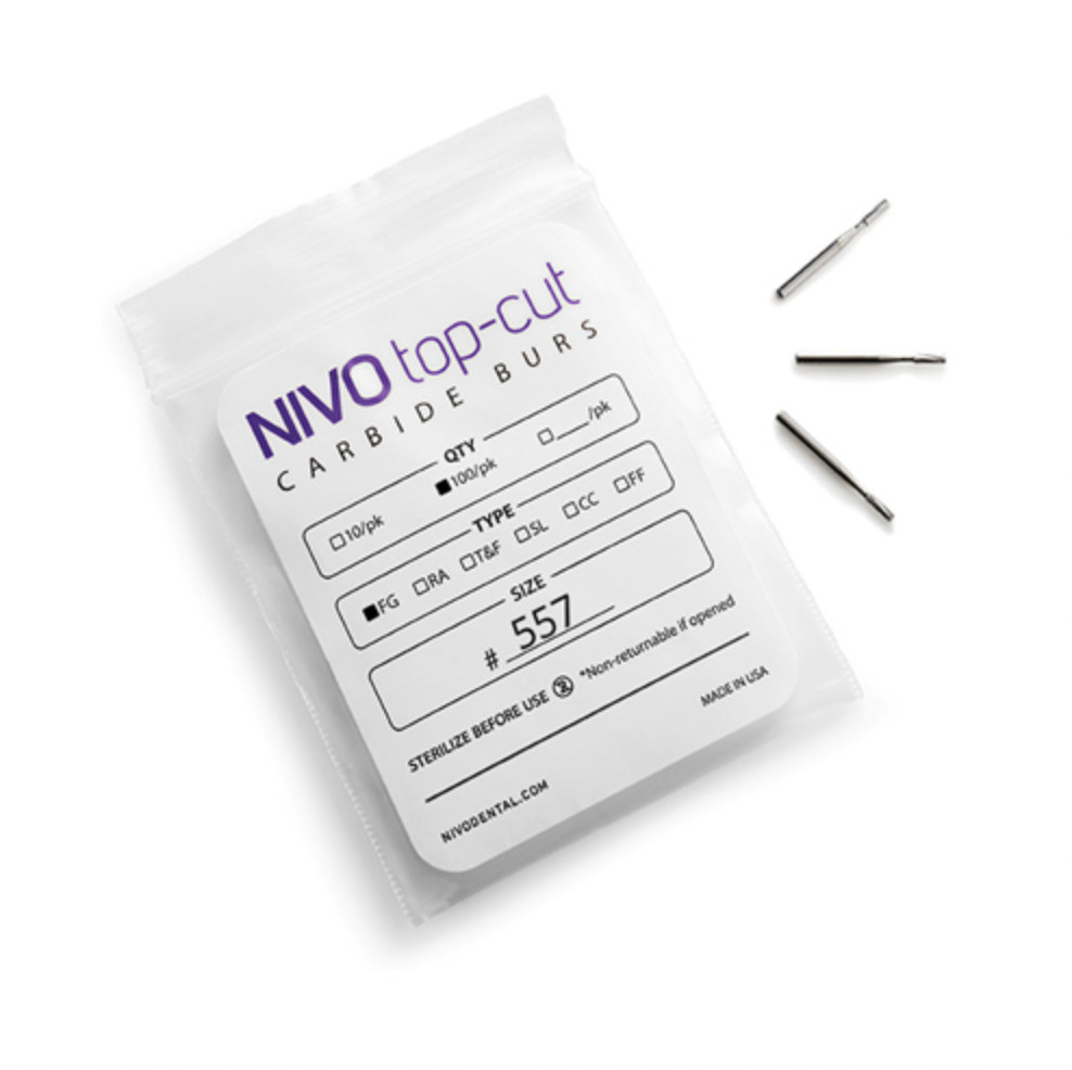 NIVO Top-Cut Carbide Bur Friction Grip 10 OR 100 Pack Dental, Made In USA FG Bur