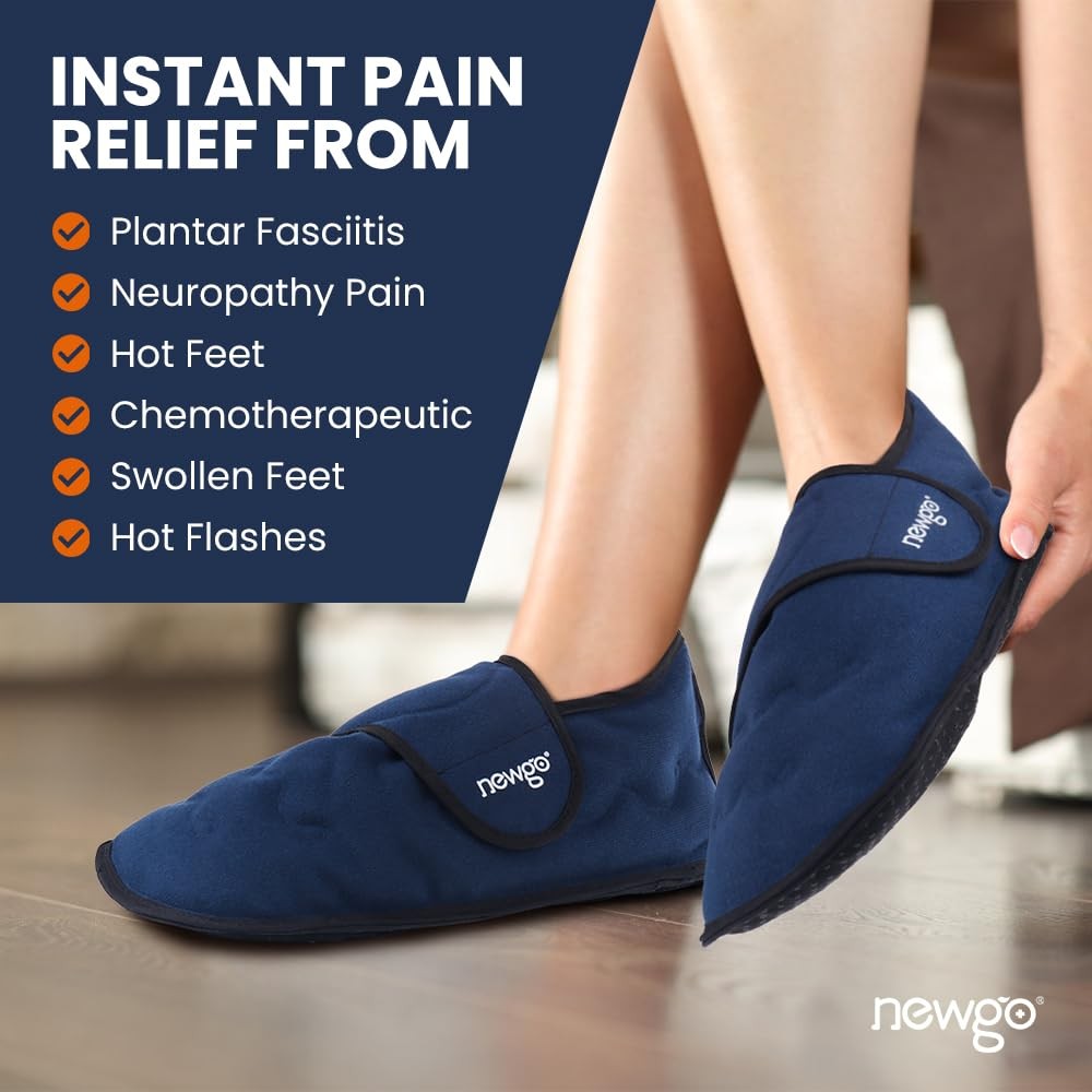 NEWGO Foot Ice Pack Slippers for Heel and Arch One Size Fits Most, Blue