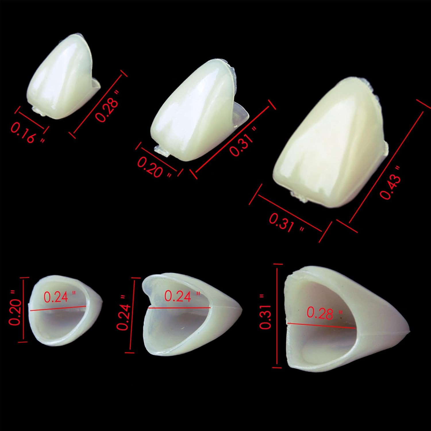 Temporary Fake Tooth Cap Crown Veneers, 120 Pieces Front Back Anterior and Molar