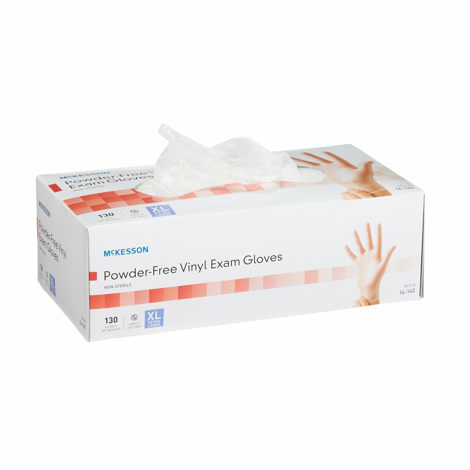 McKesson Vinyl Exam Glove Standard Cuff Length X-LARGE 130 per Box