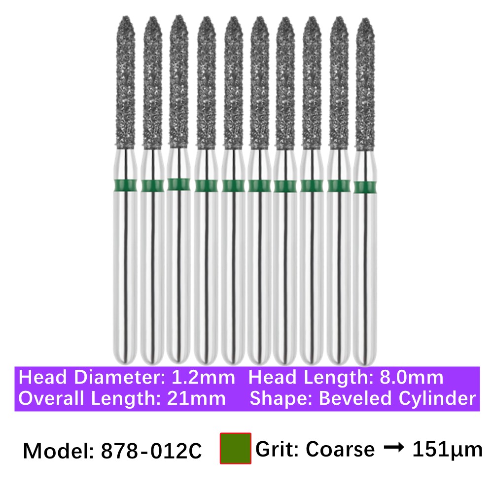 Vakker Dental Bevel Cylinder FG Diamond Burs 878-012C Coarse 10/pk