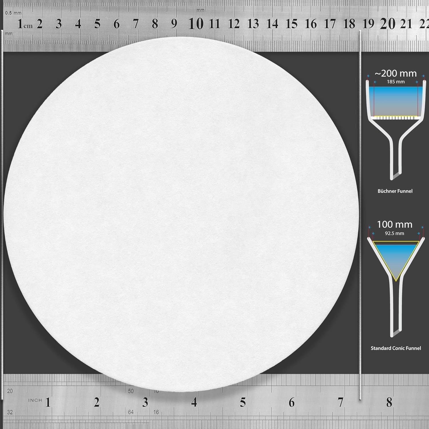 Versatile 18.5 cm Filter Paper Discs – Ideal for Qualitative Analyses (100 pcs)