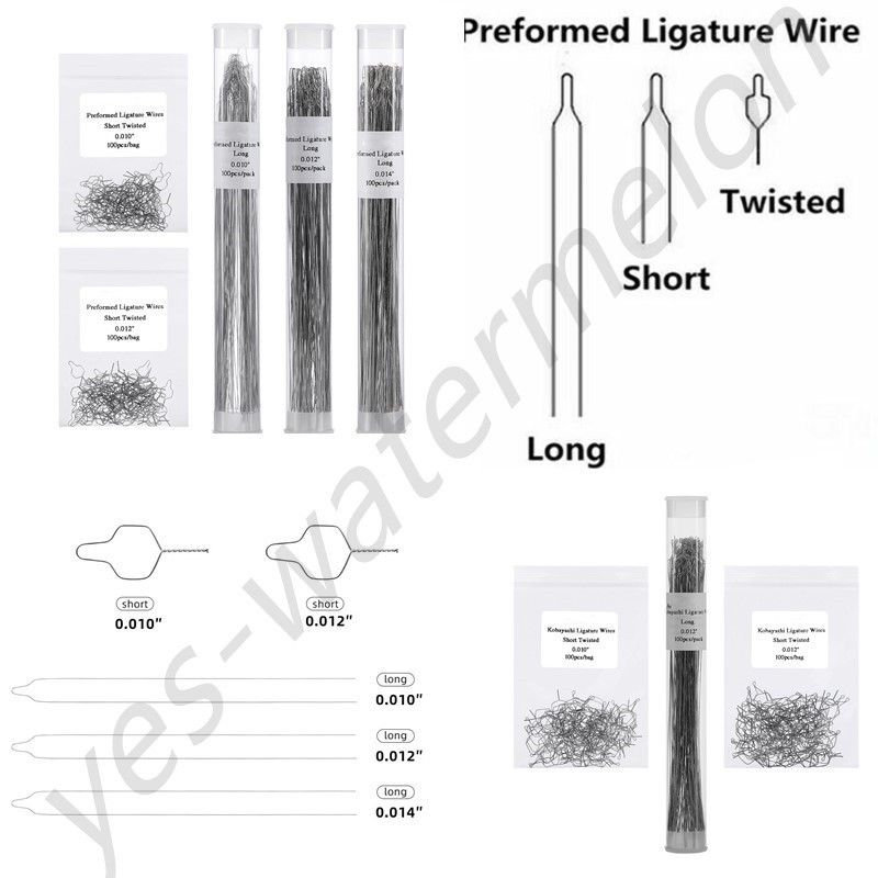 100Pcs Dental Ortho Preformed Bracket Preformed Ligature Wire Long/Short/Twisted