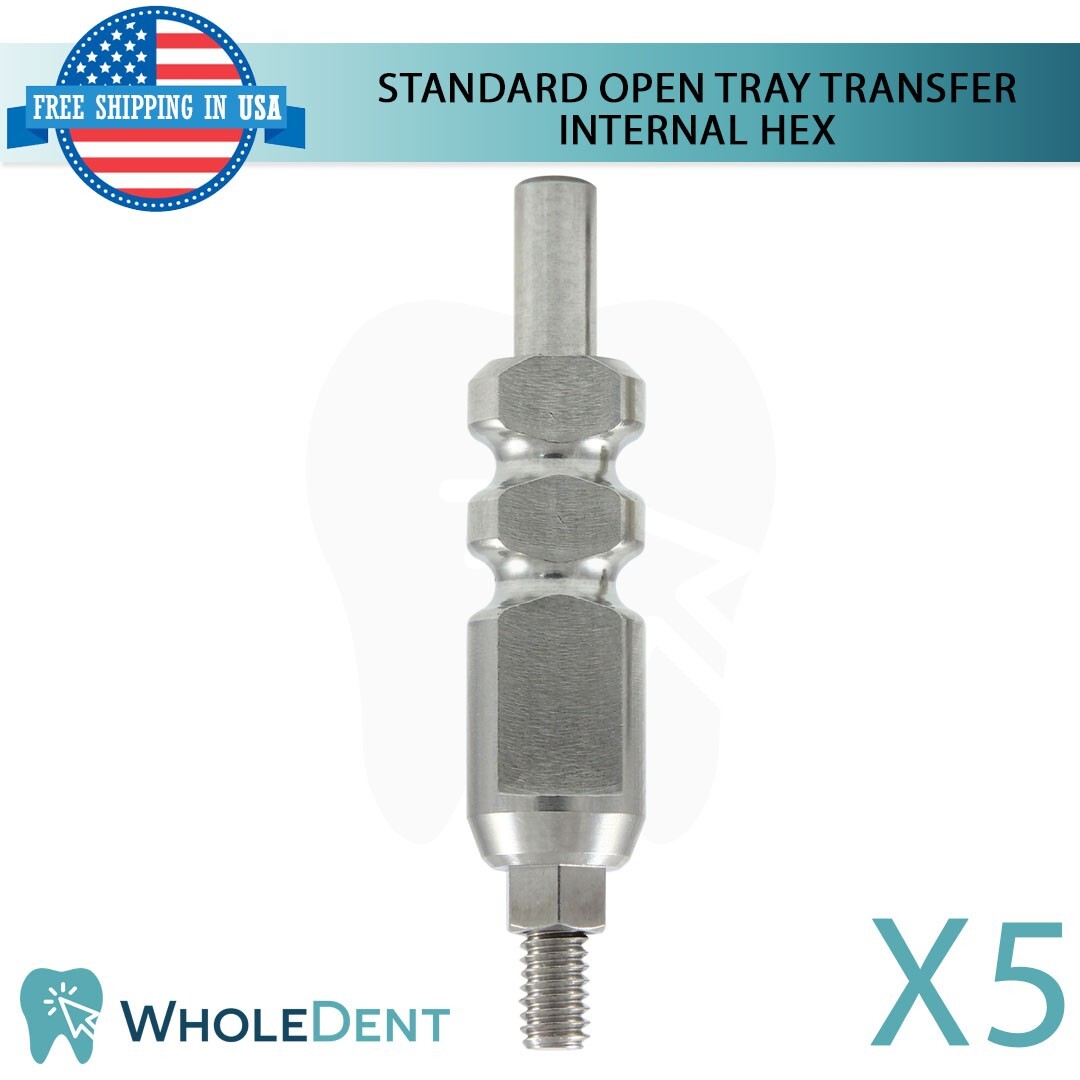 5x Transfer Coping Open Tray Standard Platform Ø4.75mm Dental Int Hex 2.42mm
