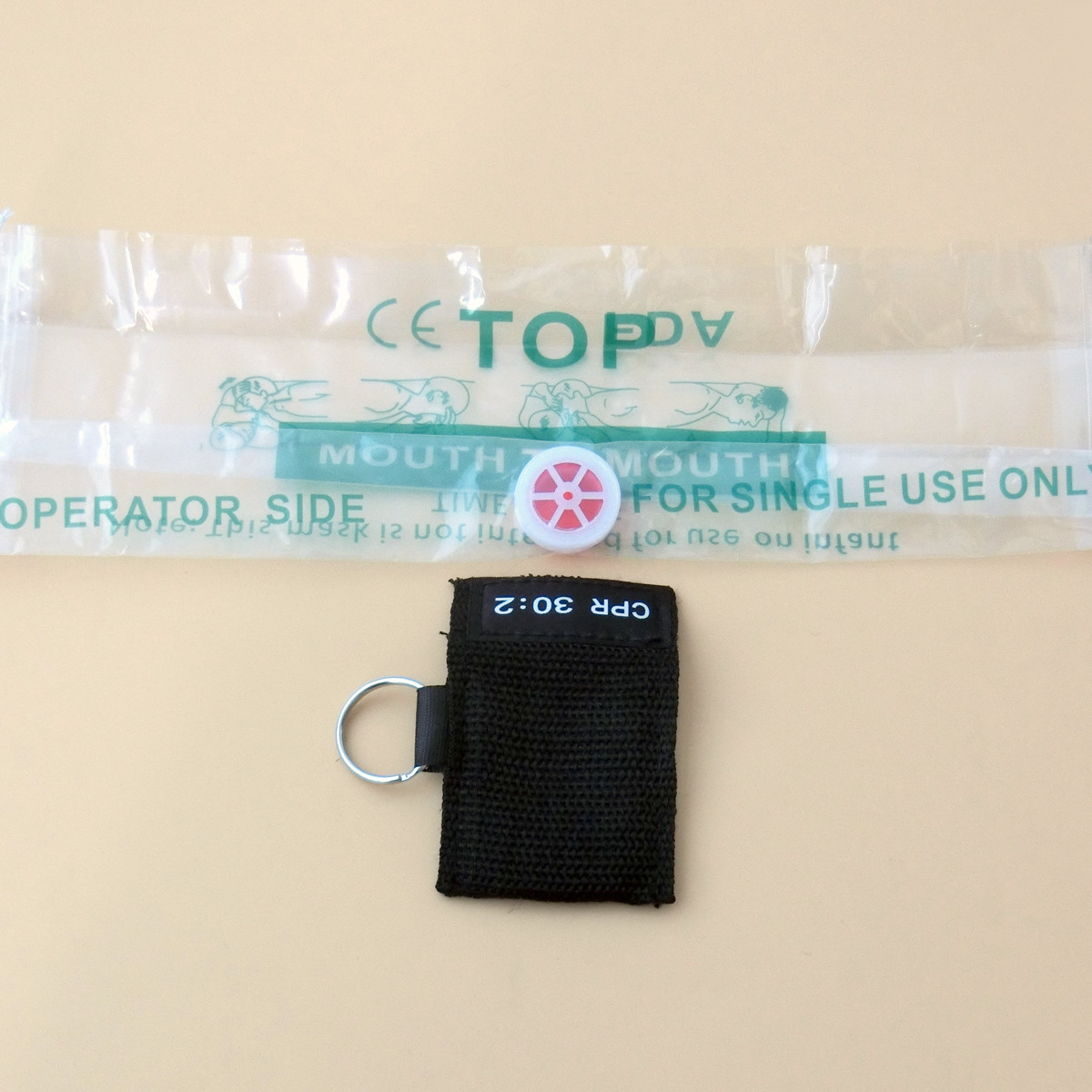 6pcs First Aid CPR Barrier TRANSPARENT Face Sheild CPR 30:2 WITH KEYCHAIN POUCH