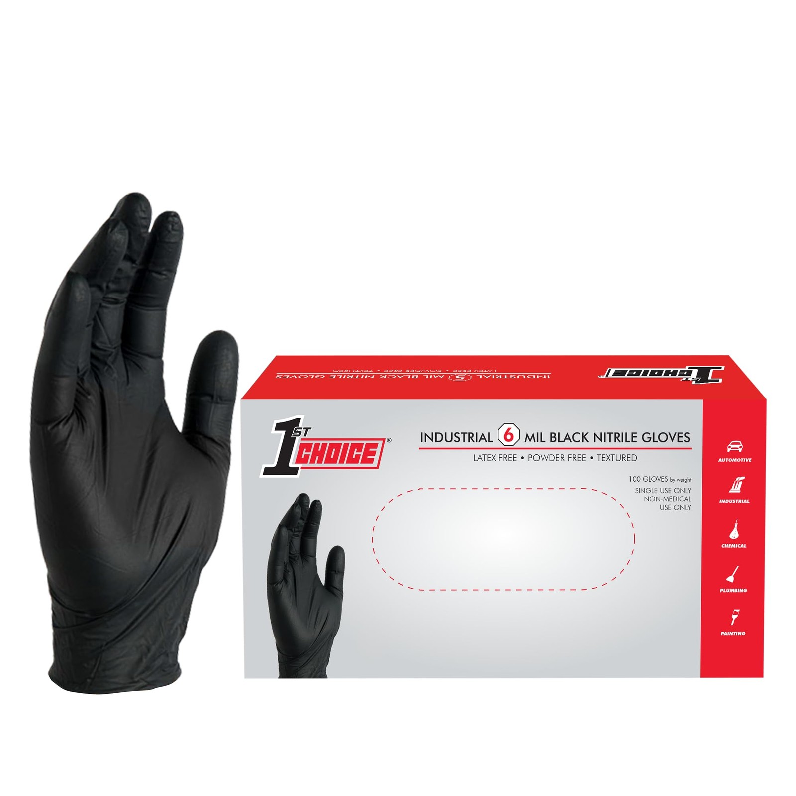 100 Pack Black Nitrile Gloves Large Xl Xxl Disposable Mechanics Cleaning Food…