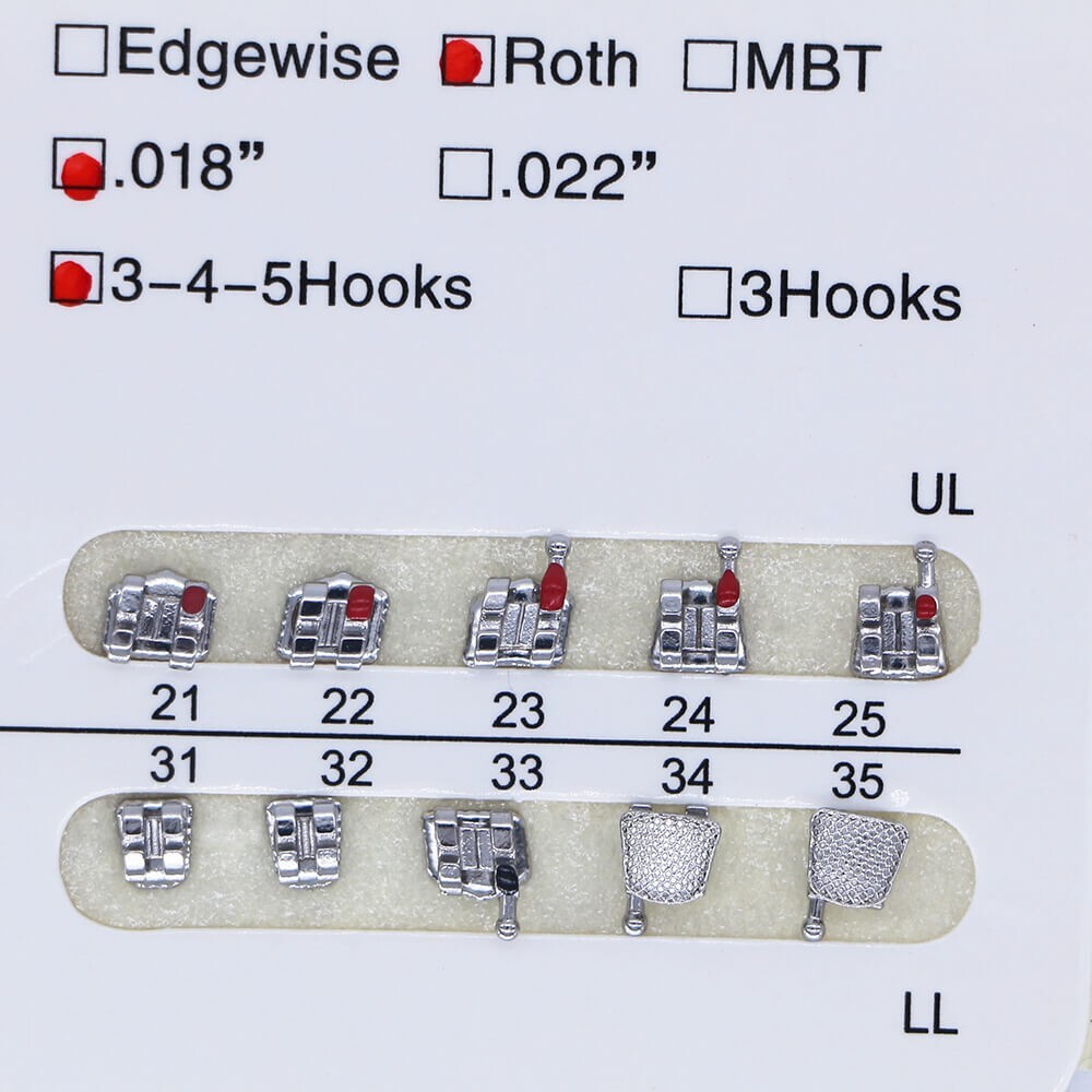 Dental Orthodontic Mental Bracket Brace Standard Roth 018 345hooks 20pcs/set