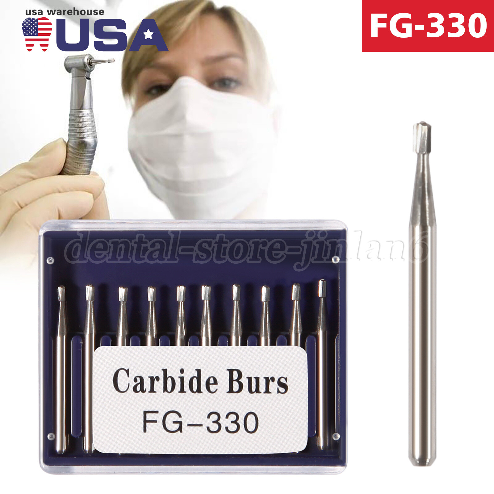 FG # 330 Pear Dental Acero Tungsteno FG Fresas Carburo para Alta Velocidad Pieza