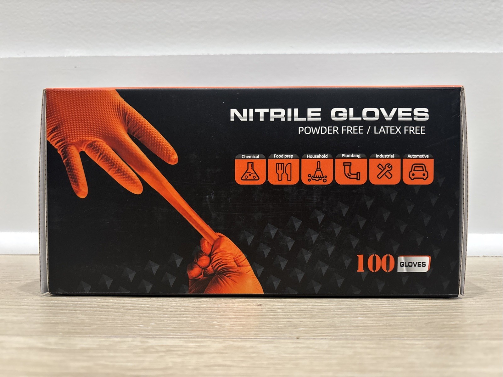 Heavy Duty 8 Mil Nitrile Work Gloves Powder Free Latex Free Diamond Texture