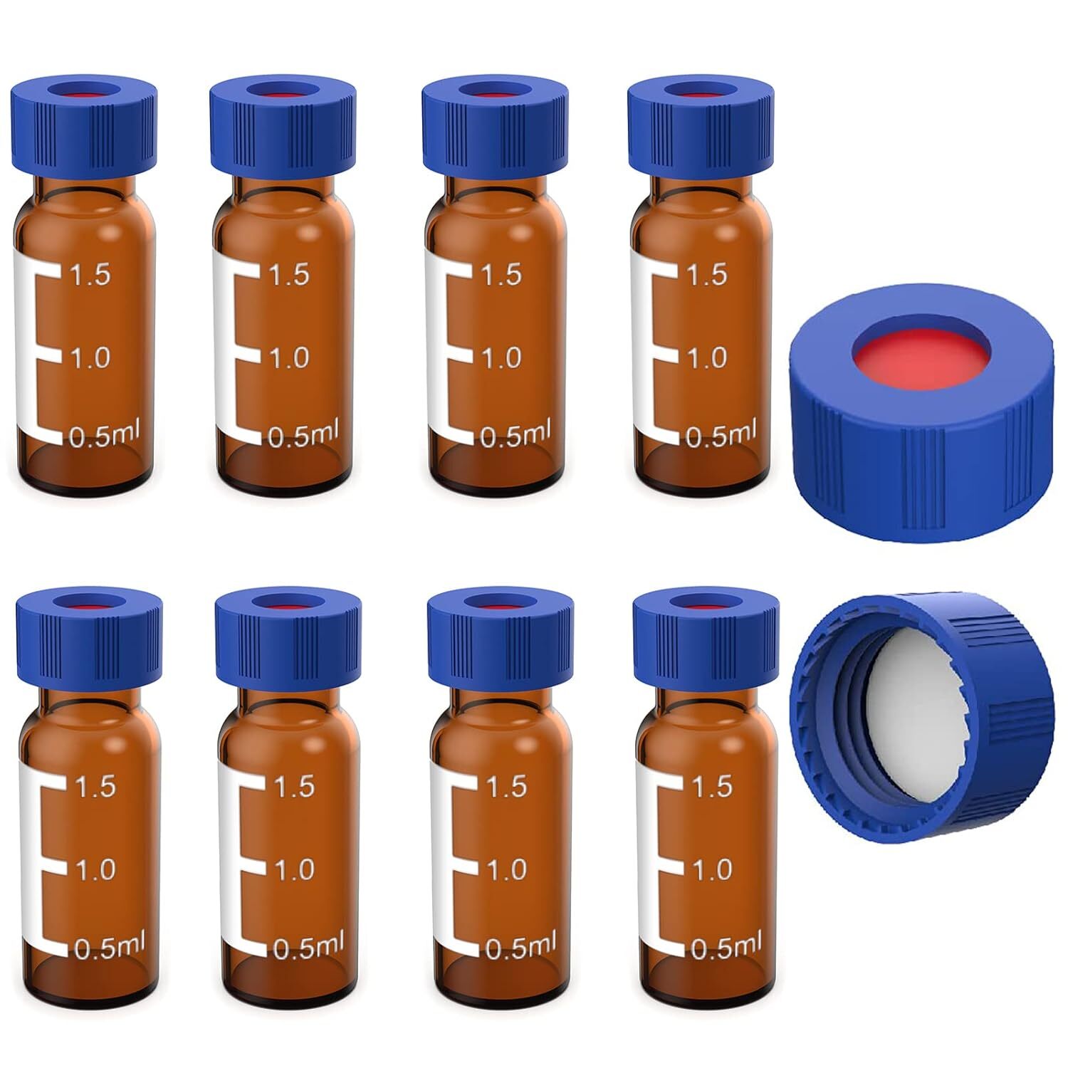 1000x 2ml Autosampler Vials+ Pre-Slit Caps 9-425 Glass Bottle Screw Top HPLC GC