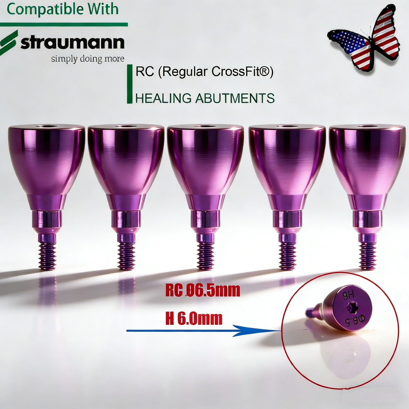 Straumann RC Healing Abutment & Closure Screw BLT Bone Level Titanium 5pcs/set