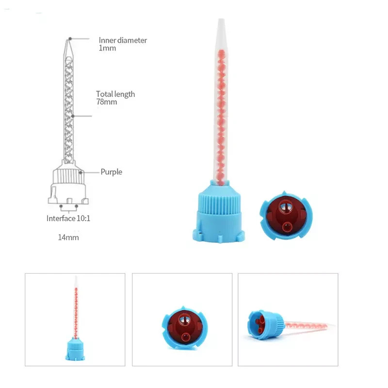 100pcs Dental Disposable Mixing Tips for Impression Material Blue-Orange(10:1)