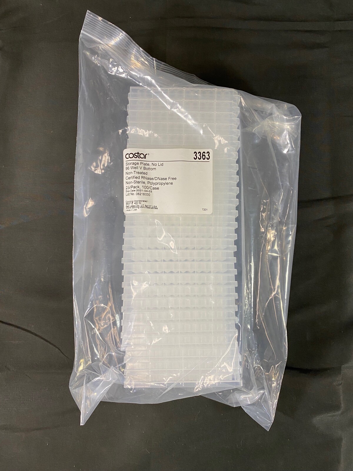 CORNING 200µL 96-Well V-Bottom PP Microplates Not Treated No Lids 3363 (25/pk)