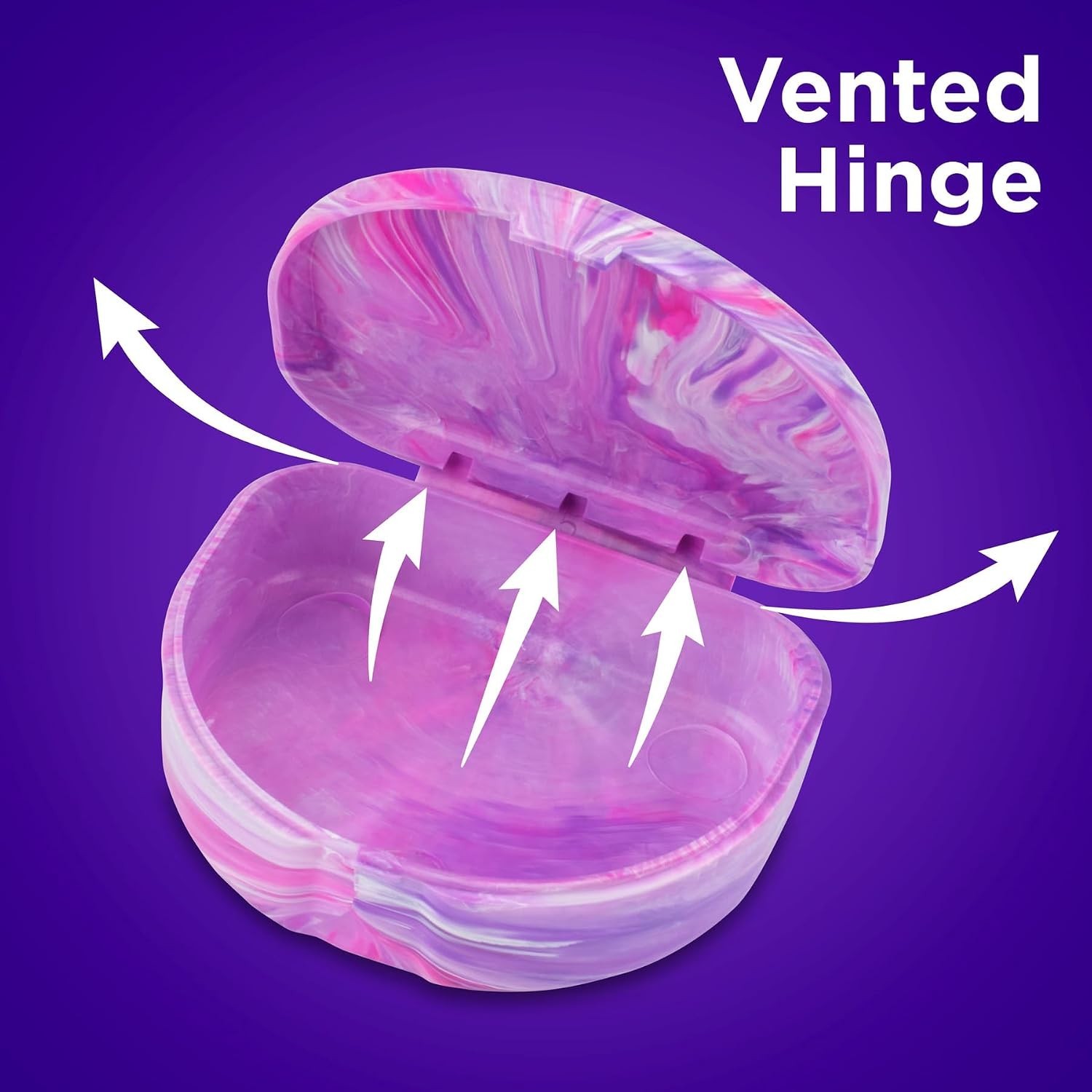 Compact Marble Orthodontic Aligner Cases – 3 Pack in Pink & Purple, Lightweight