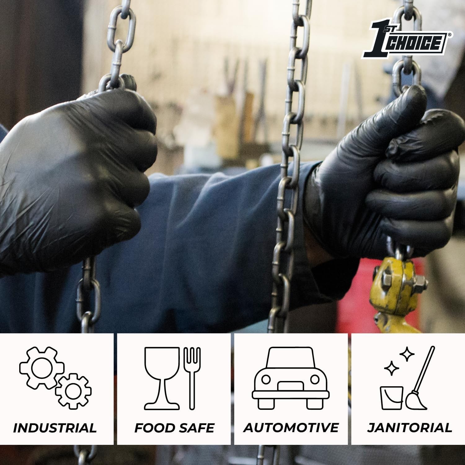 6 Mil Black Nitrile Gloves – Heavy Duty, Latex-Free, for Mechanics & Cleaning