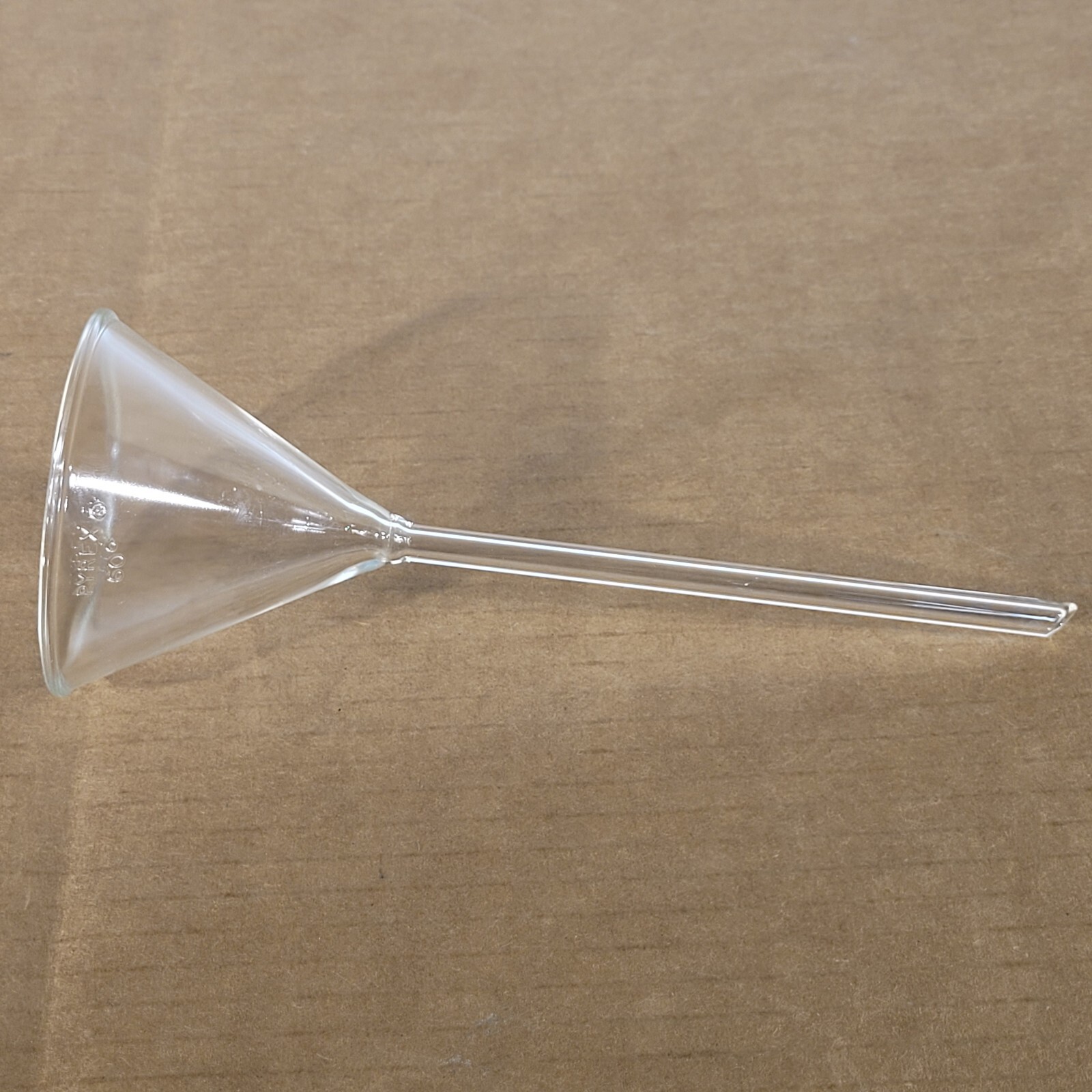 Corning 6140-75 PYREX 75 mm Diameter 60° Angle Funnel with Long Narrow Stem