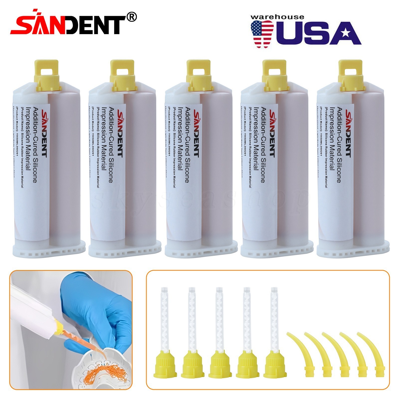 SANDENT Dental Impression Material Silicone Putty Light Body Normal 50ML,1-25/Bx