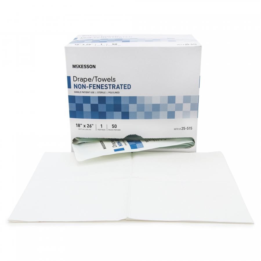 McKesson General Purpose Drape 18×26 In White Non-Fenestrated Sterile Free, 50
