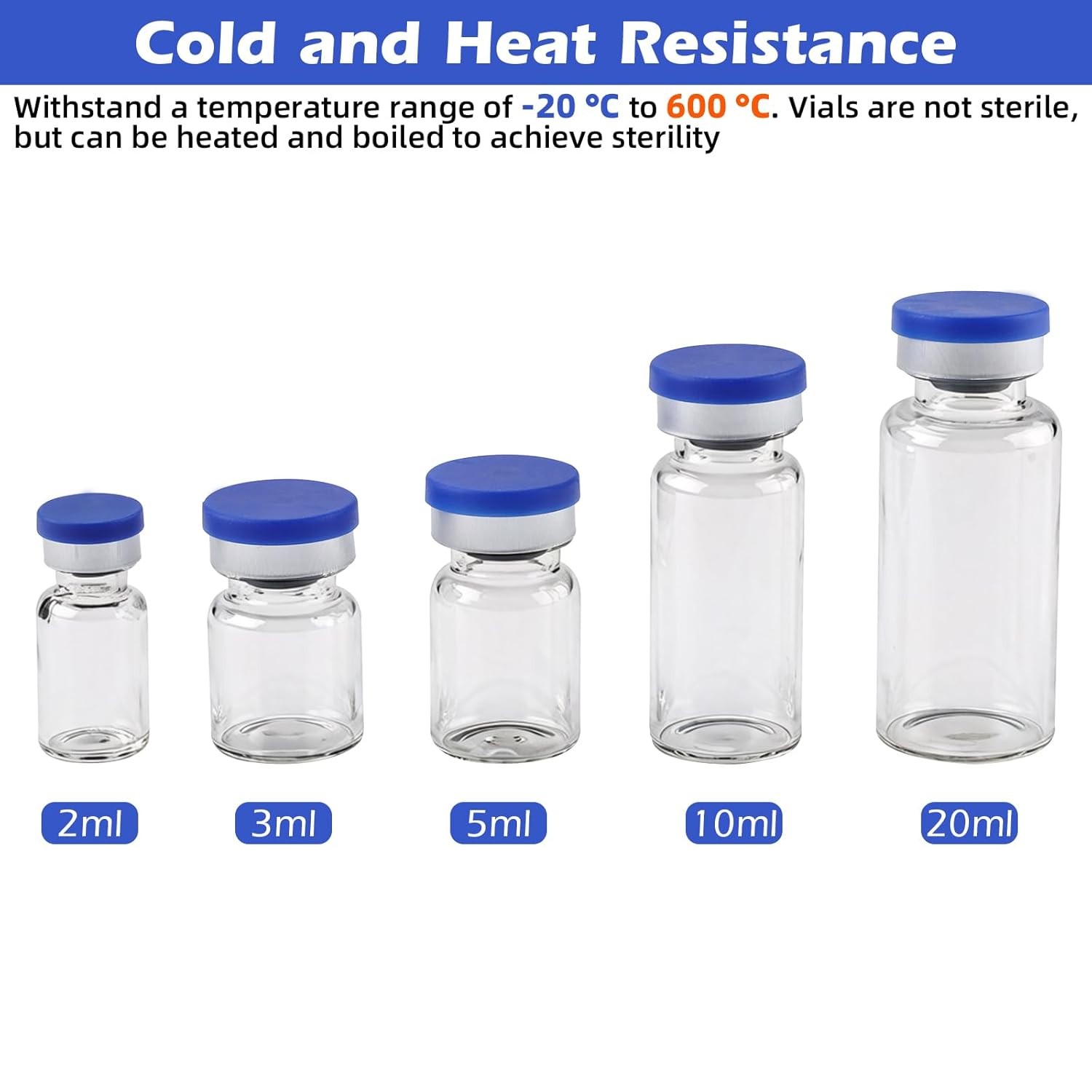 100PCS 2/3/5/10/20ml Glass Vials Headspace Vials Lab Sample Vials with Caps New
