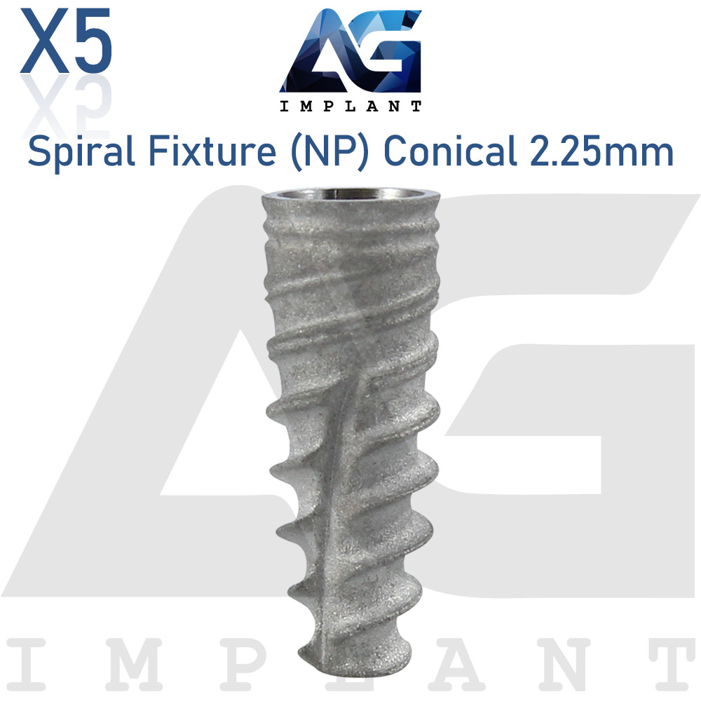 5 Spiral Fixture Narrow Platform (NP) Conical Connection Hex 2.25mm Dental SLA