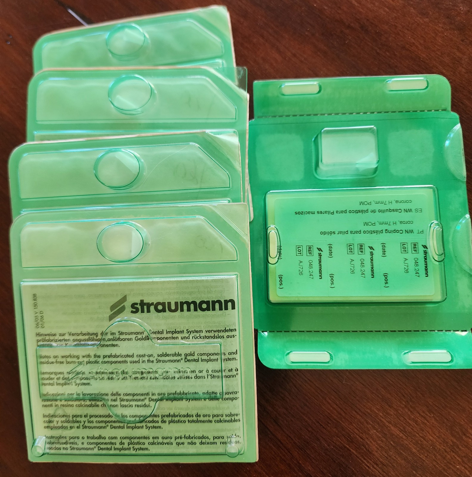 Lot of 5 Straumann plastic burnout copings 1 WN H 7.0mm. 5 H 10mm