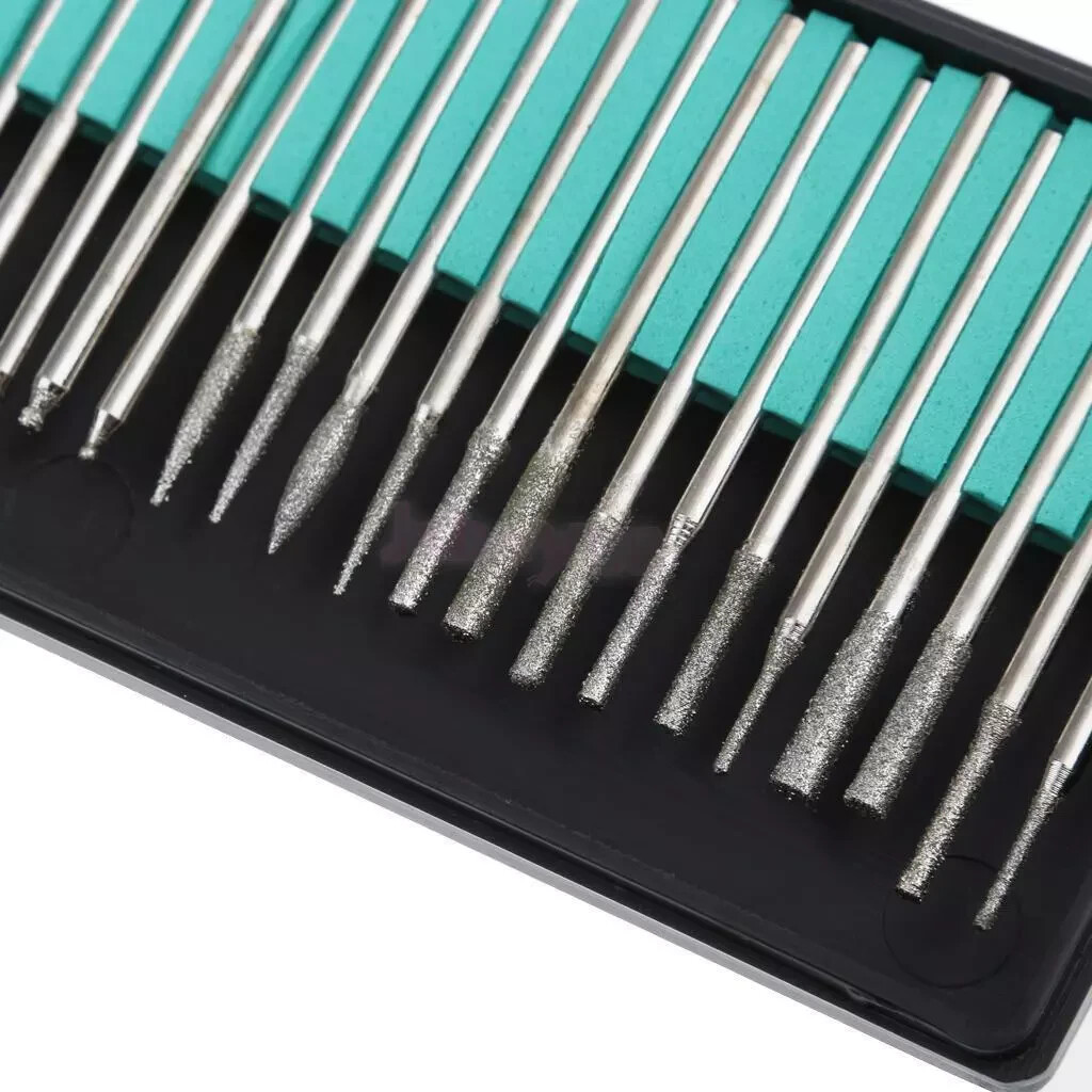 30 Pcs/Set Dental Rotary Points Lapidary Bits Shank Diamond Coated Burs 2 Sets