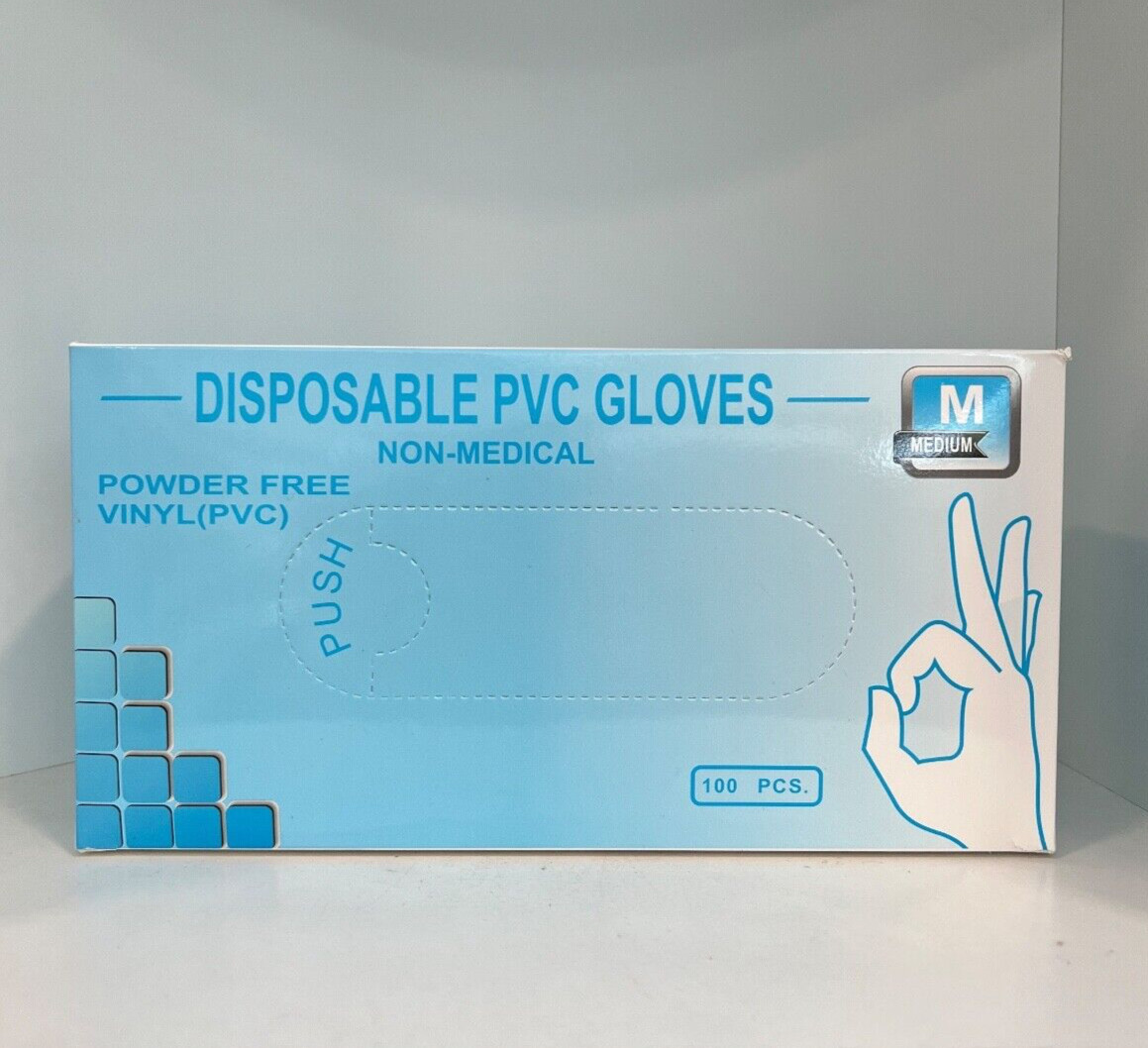 Disposable Vinyl Exam Gloves Medium 100 pieces per dispenser box Powder Free
