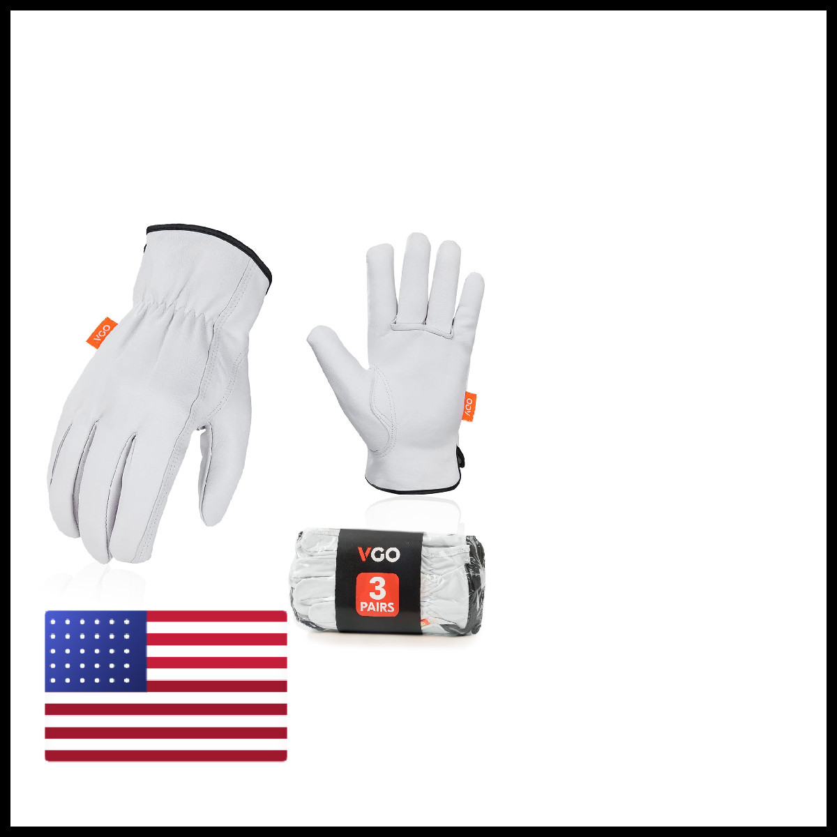 Vgo… Vgo 3-Pairs Unlined Top Grain Goatskin Work And Driver Gloves Size Xl