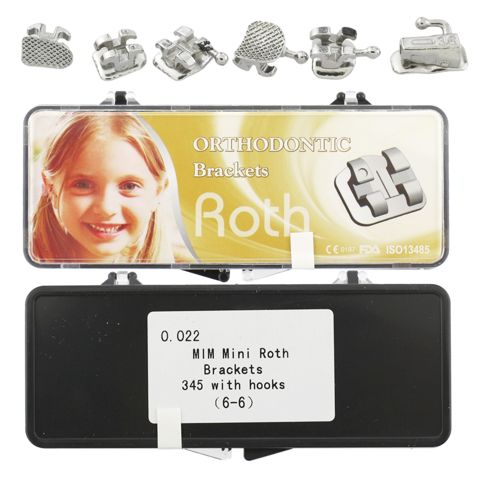 Orthodontic Mini Roth Brackets Dental Metal MIM MBT Braces 022 345HK Hooks 6-6