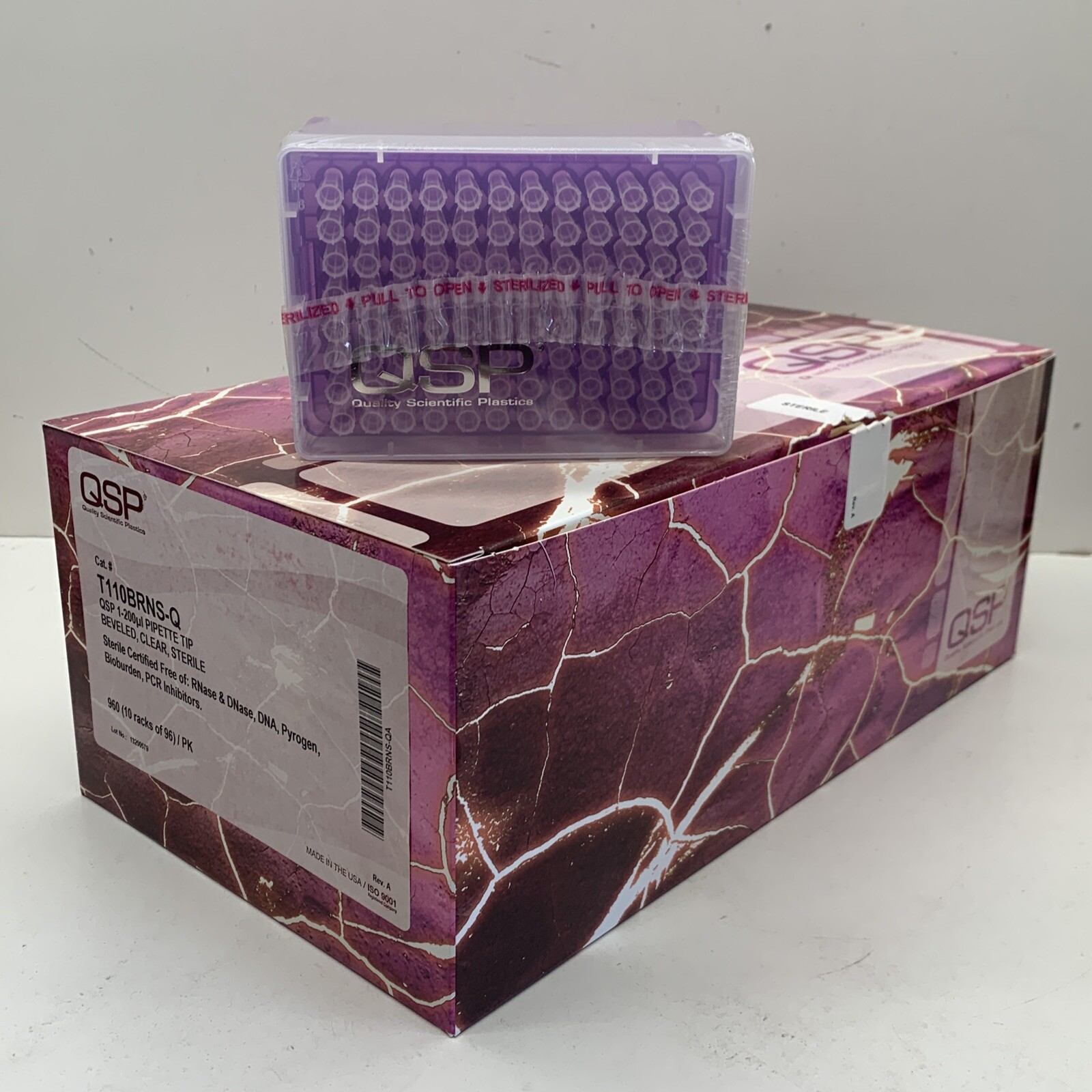 Case of (4800) MBP QSP T110BRNS-Q Beveled Clear Sterile Pipette Tip 1-200uL