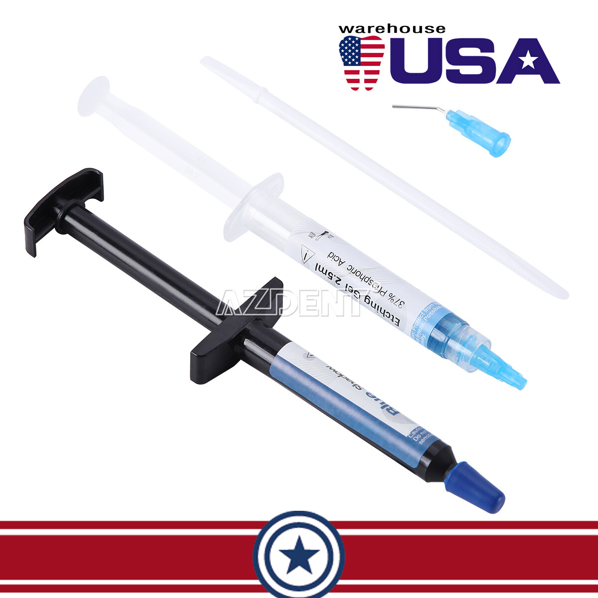Dental Orthodontic Cure Light Composite Resin Adhesive Etchant Blue Glue Kit