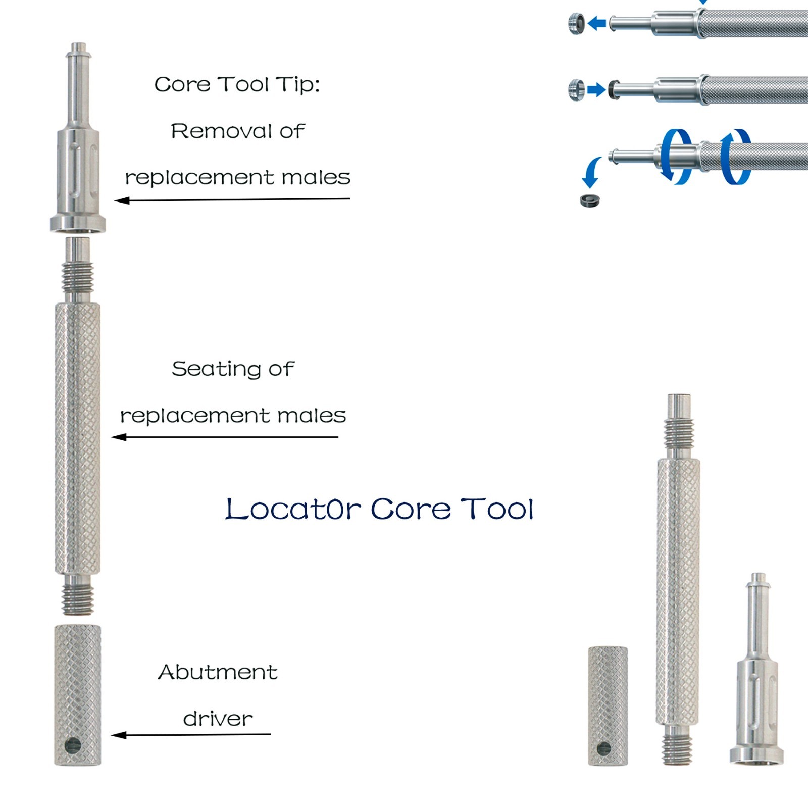 Dental Locator Abutment Male Cap Inserts for ZIMMER TSV 3.5 Adin Mis Hex Implant